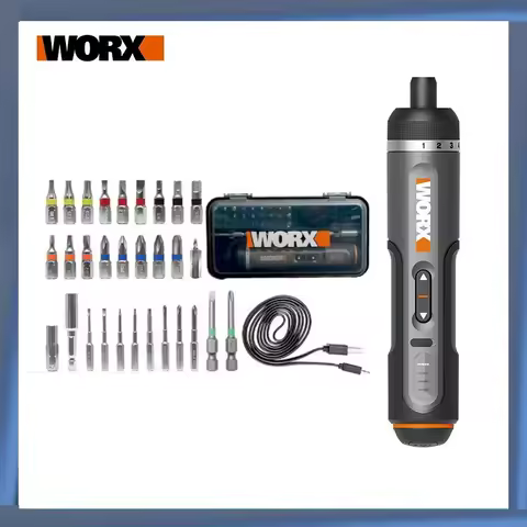 Worx 4V Mini Electrical Screwdriver Set WX242 Smart Cordless Electric Screwdrivers USB Rechargeable Handle with 30 Bit Set Drill