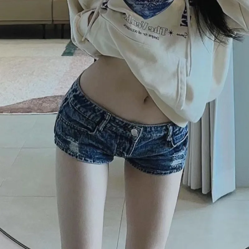 Spice Girl Low-rise Denim Super Shorts Summer New American Retro Worn Hole Hot Pants Y2k Shorts