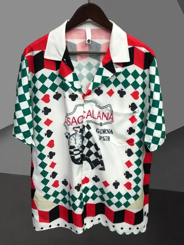 

Мужская повседневная ткань из полиэстера контрастного цвета на пуговицах ort Sve, свободная посадка с принтом, приятная для кожи дыхание...