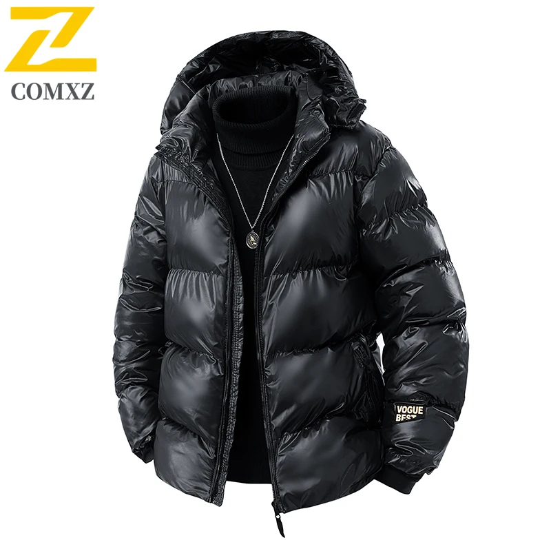

2025 Winter Lightweight Jacket Men's Luxury Black Gold Bright Waterproof Down Cotton Padding Coat Women Trendy Warm Puffer Parka