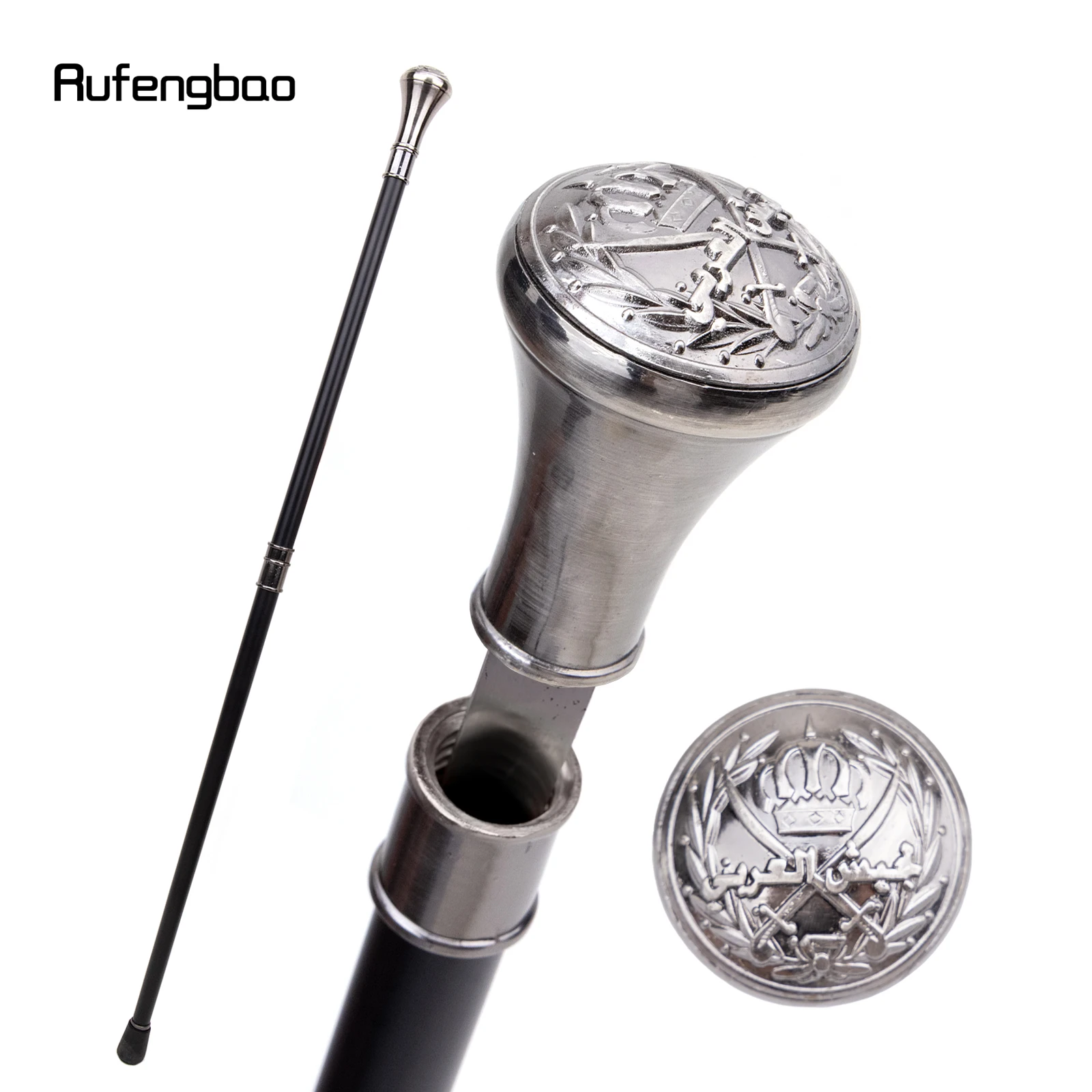 The Middle Ages Sword Cross Totem Relief Walking Stick with Hidden Plate Self Defense Fashion Cane Sword Cosplay Crosier 93cm