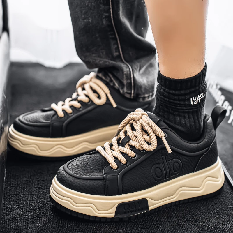 Fashion Outdoor Pu Leather Light Footwear 2025 Spring and Autumn New Mens Sports Shoes Good Quality Anti Slip Running Sneakers 7