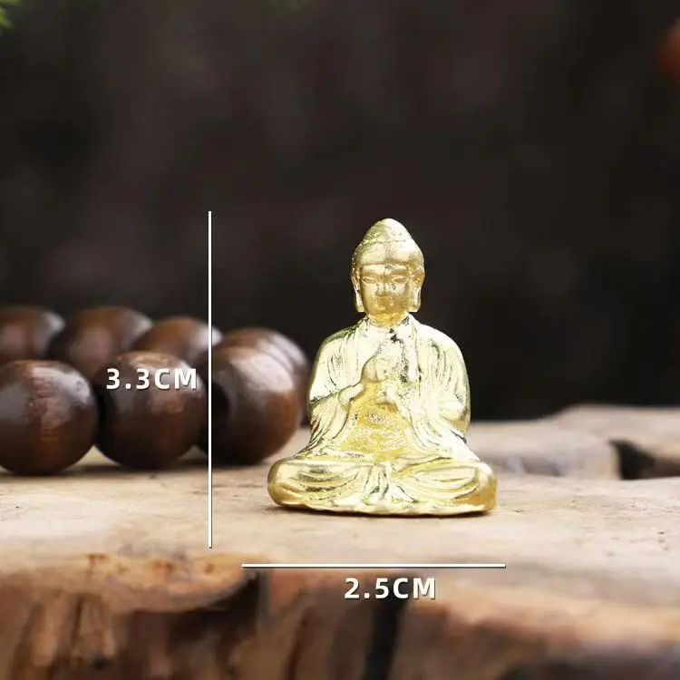 Antique copper solid pocket peace Buddha statue Shakyamuni Buddha copper handle microcarved portable Guanyin small ornaments