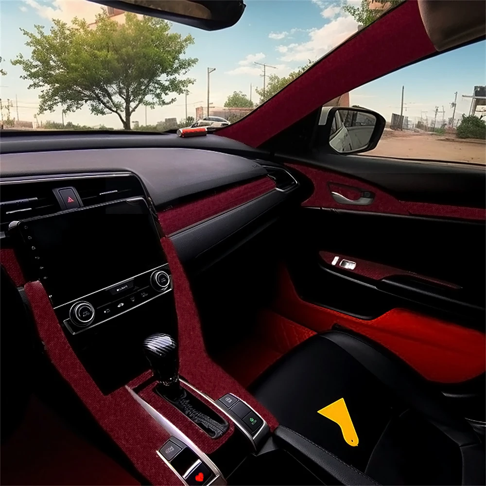 Creative Car Interior Decal, Suede Texture, Elastic Fabric, Self-Adhesive Decal, ABC Pillar Panel, Roof Renovation.