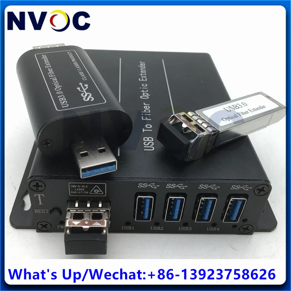

4 Port USB 3.0 To Fiber Extender MM 300M USB to Converter Over Optic Extender With 10G-SR Multimode MMF 850nm LC SFP Transceiver