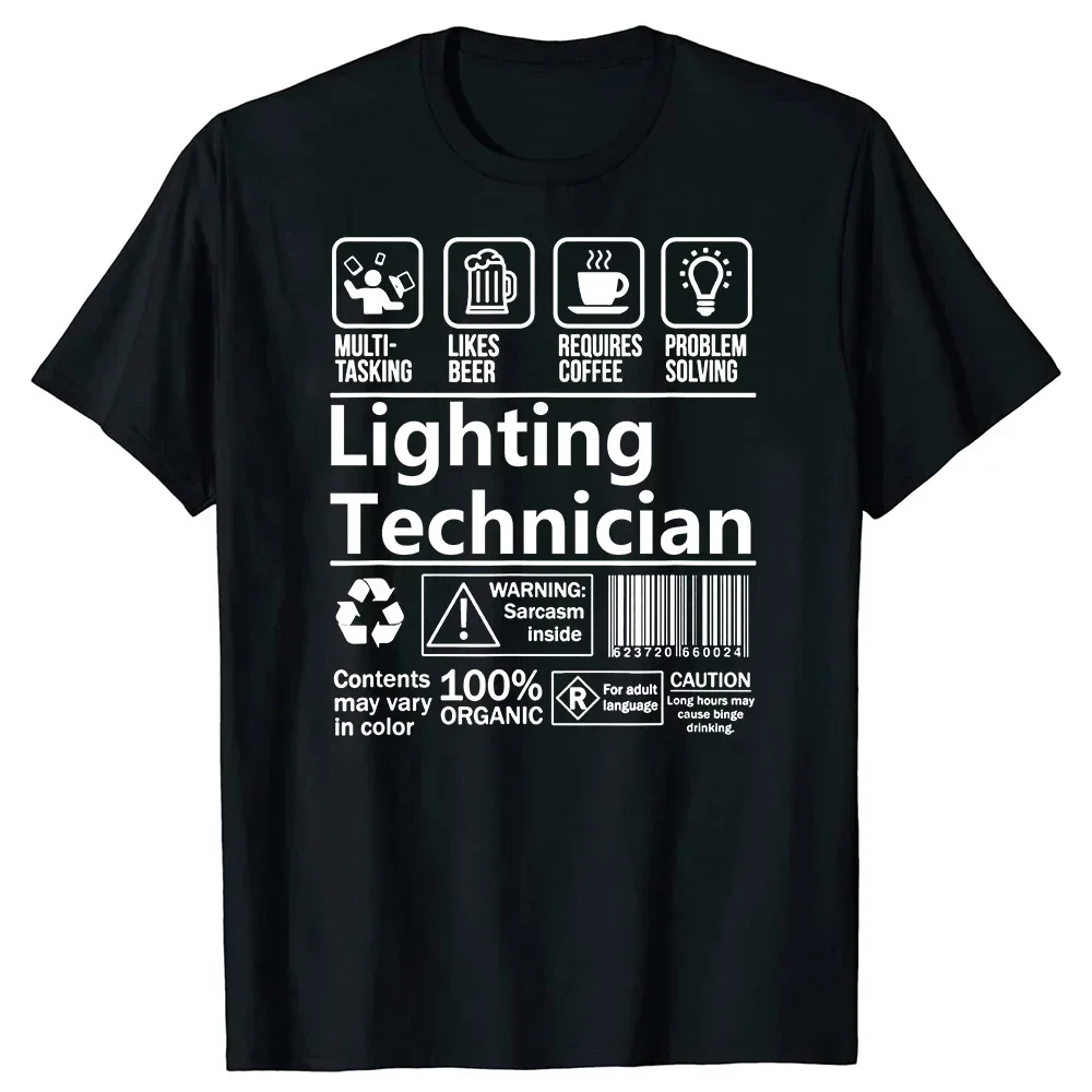 Graphic Cotton Streetwear Short Sleeve Birthday Funny Lighting Technician Multitasking T Shirts Gifts Summer Beer Coffee T-shirt