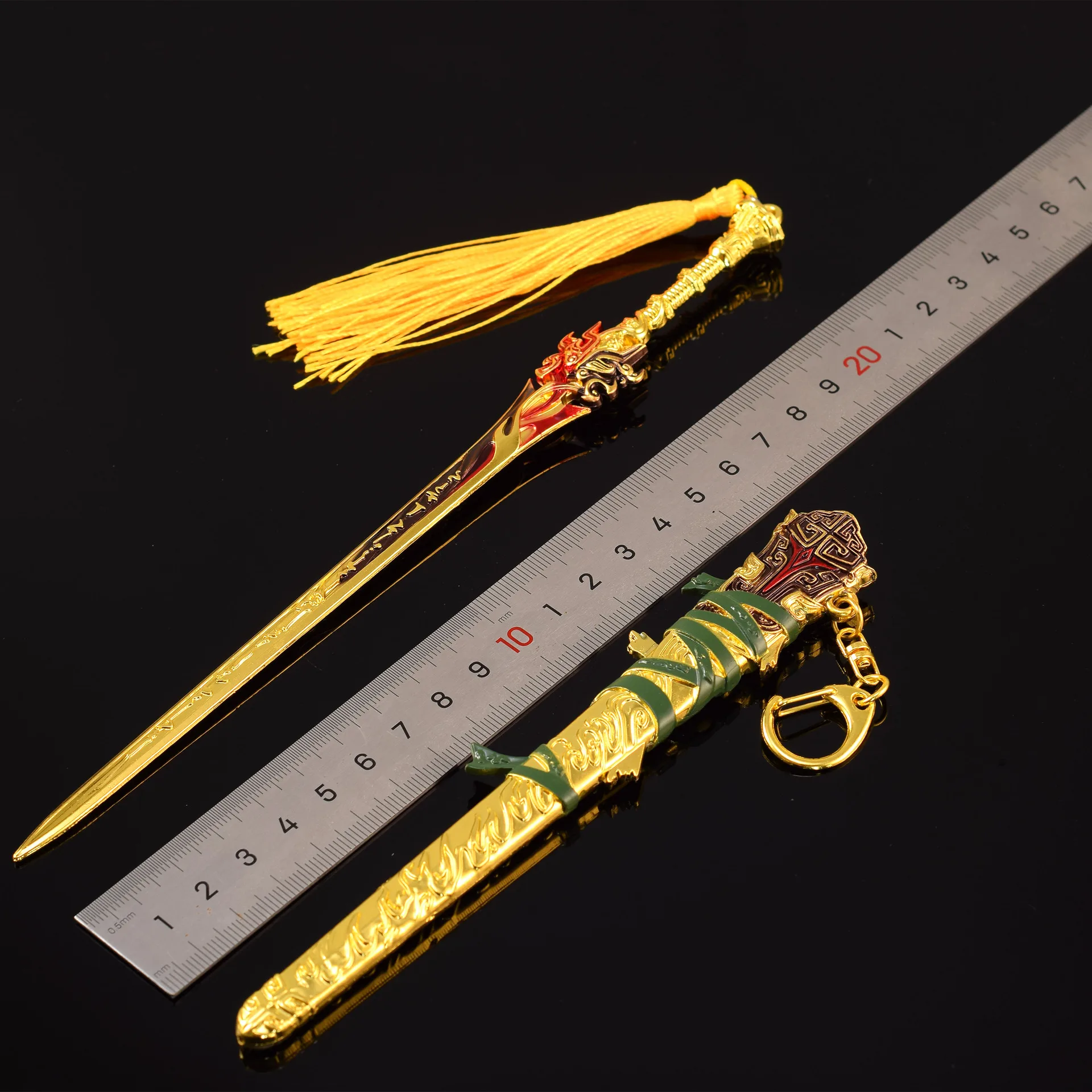 22 センチメートル/8.66 インチナラカブレードポイントゲーム周辺機器クリアロングソード武器モデル合金ハンドヘルドシースおもちゃの装飾男の子のギフト