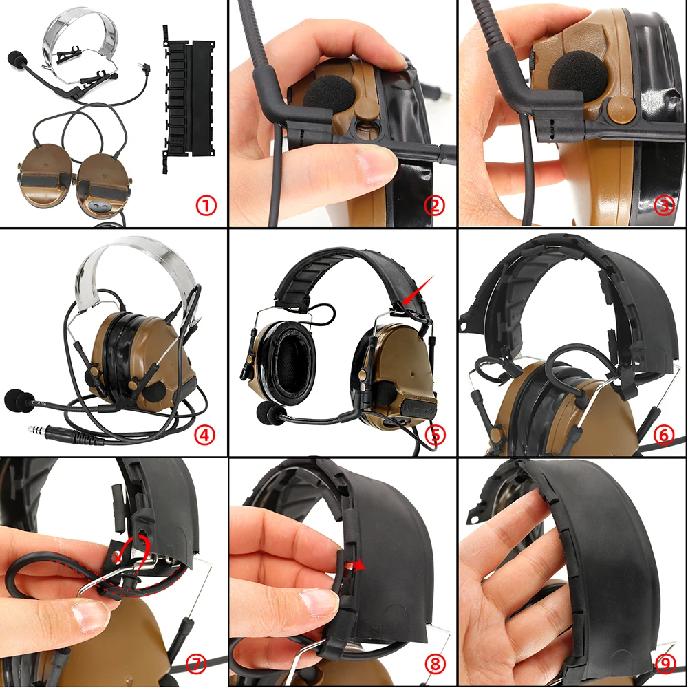 Imagem -06 - Tac-sky Comtac Iii Novo Destacável Bandana Silicone Earcups Ruído Caça Esportes Militar Tático Fone de Ouvido Comtac Iii