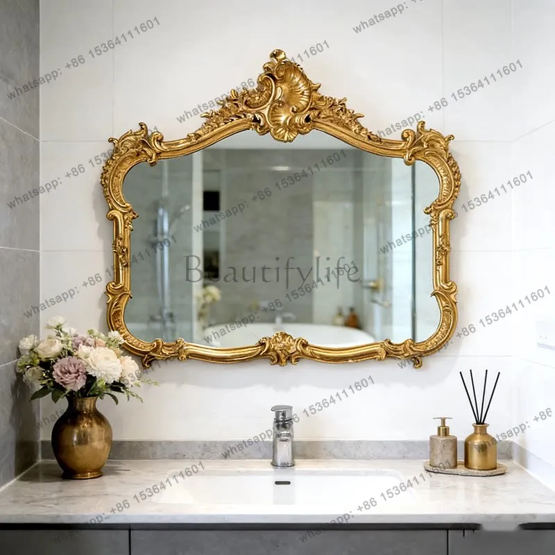 French retro bathroom mirror toilet dressing vanity fireplace decorative mirror