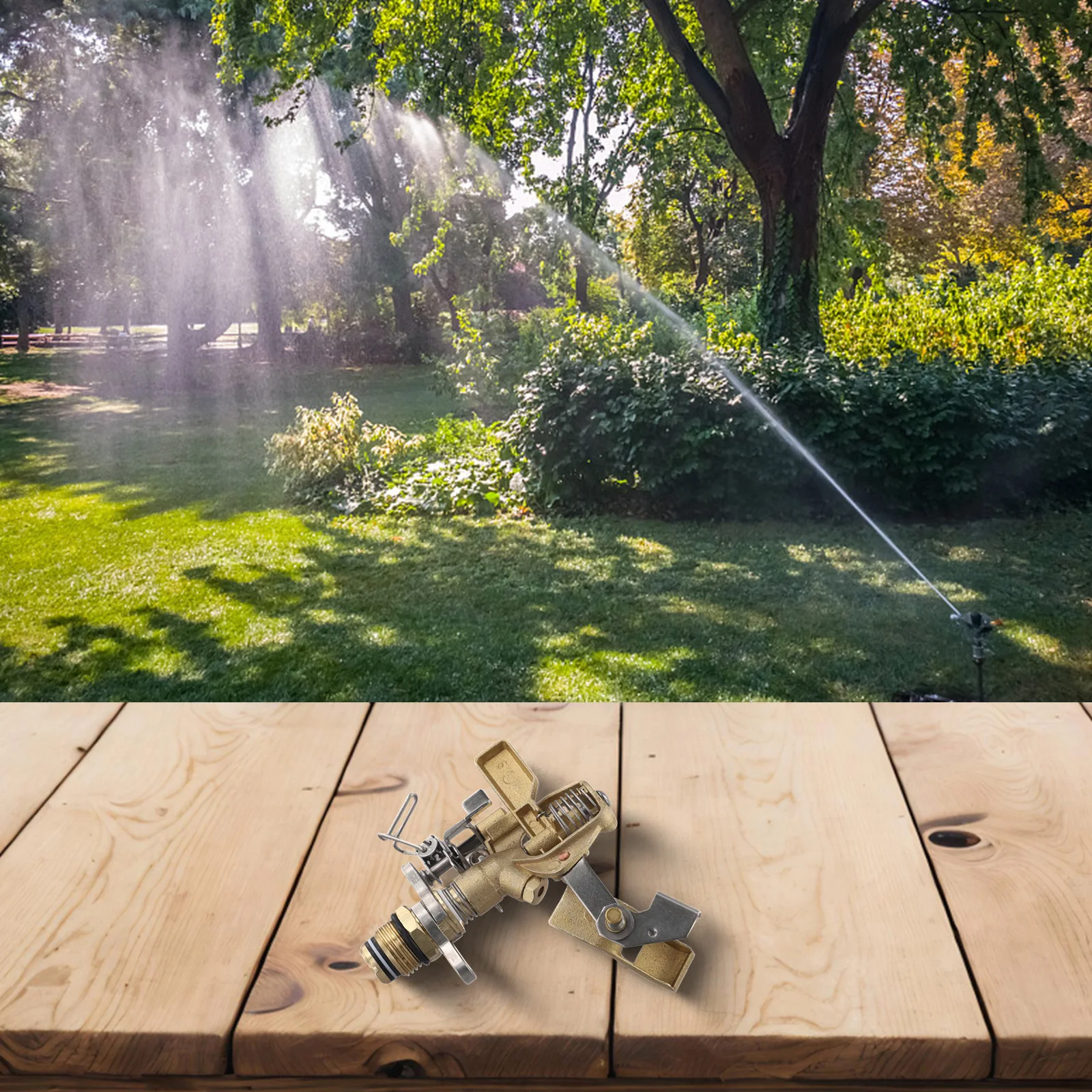 360 Degree Rotating Copper Sprinkler Head with Pulse Spray Capability for Balanced Moisture Delivery on Plants and Soil