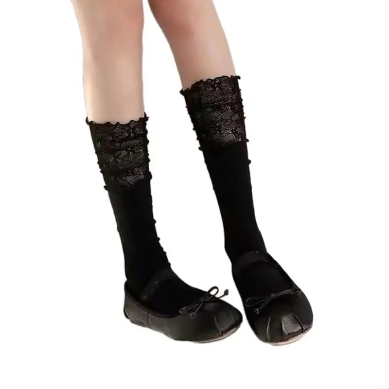 جوارب دائرية من الدانتيل متعددة الوظائف، ناعمة ومكدسة، نسيج بوليستر مقاوم للرائحة، مثالي للعمل والترفيه 6XDA