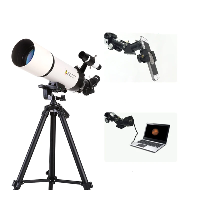 Telescope 80mm Aperture 400mm Astronomical Portable Refracting Telescope Fully Multi-coated High Transmission Coatings AZ Mount