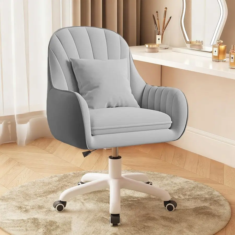 Home-Office-Stuhl, mit Samt gepolsterte Schreibtischstühle mit mittlerer Rückenlehne, drehbarer, verstellbarer Make-up-Computersessel mit Rollen