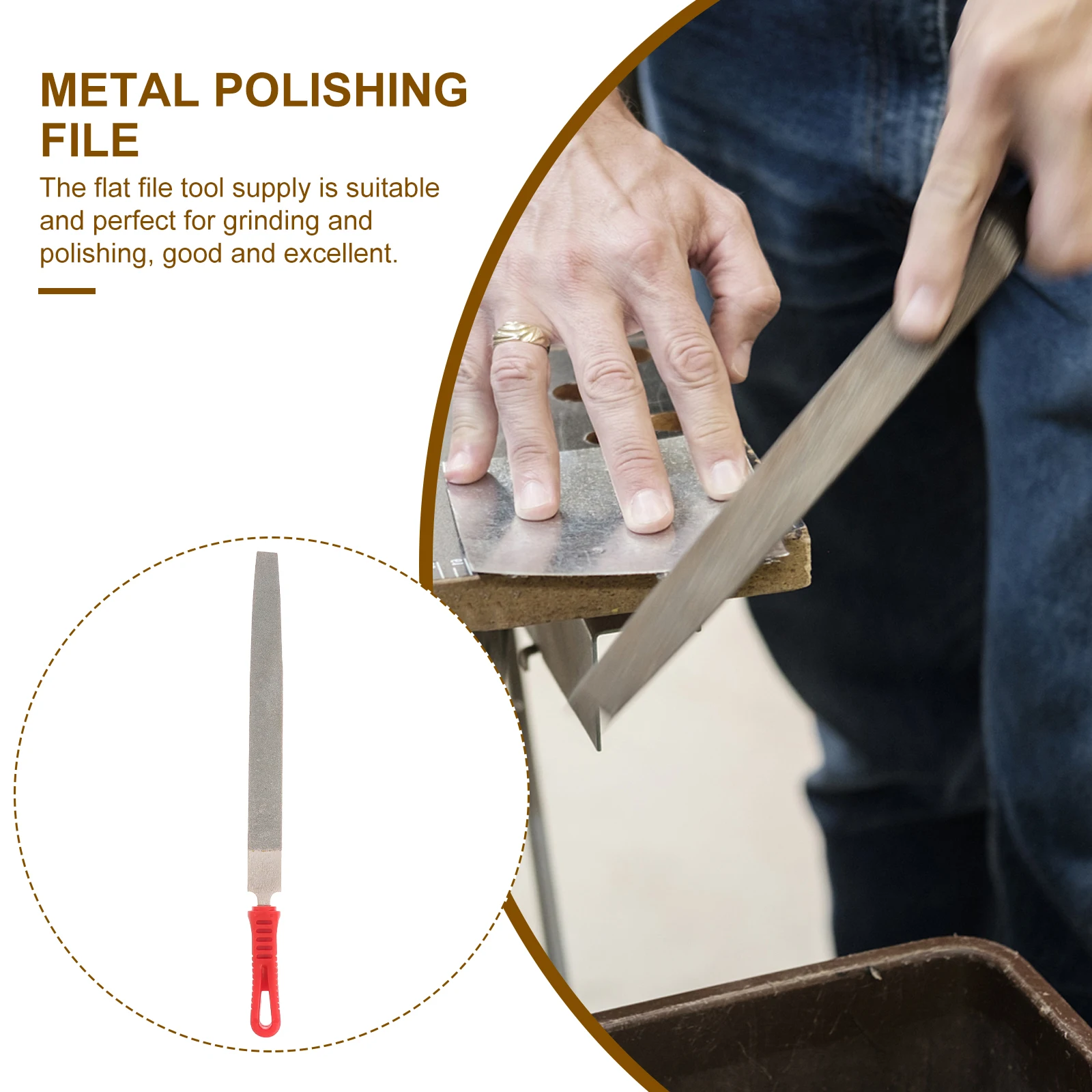Flat File Sharpening Tool for Polishing Metal Anti Skid Handle Material Grinding Work Premium Emery File Abrasives