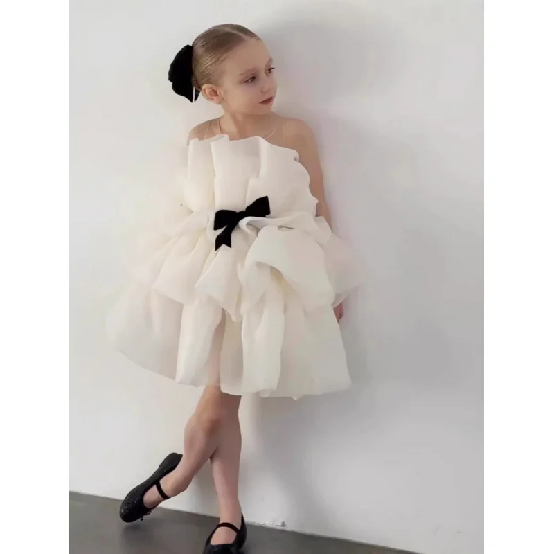 Flower Girl Dress for Girls, Children's First Birthday Princess Dress, High-end Girls' Host Piano Performance Dress, Stylish