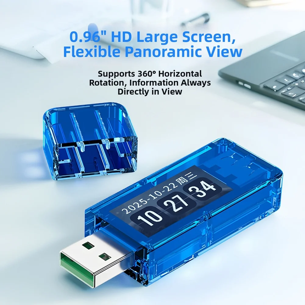 Voltage Current Meter with USB Wireless 096 Inch IPS Color Screen Rotatable Display Accurate Measurement and App Support