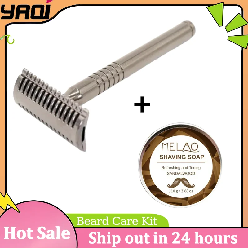 

YAQI Men's Charcoal Safety Razor & Soap Set Classic Shaving Tool for Smooth Comfortable Hair Removal Travel Beard Care Kit