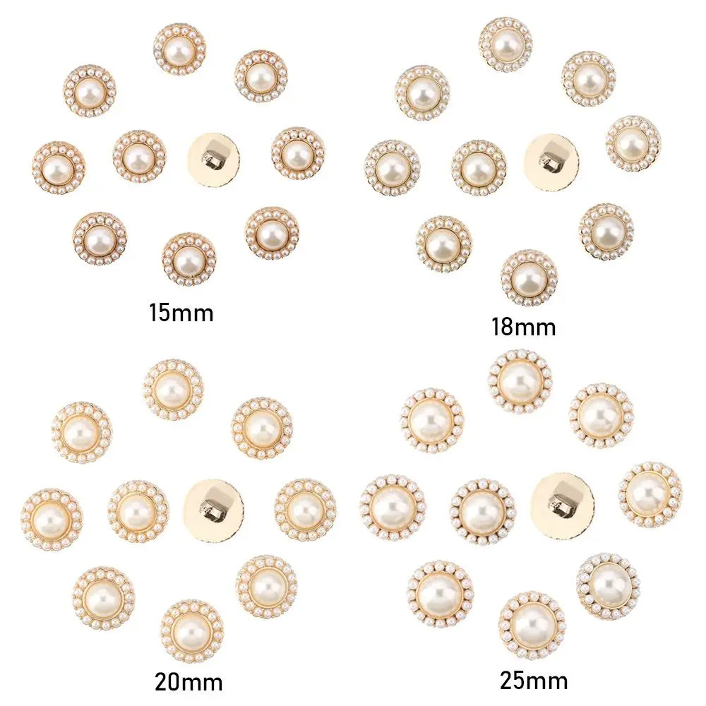 10Pcs Alloy Pearl Clothing Buttons DIY Clothing Sewing Button Needlework Handmade Accessories Decorative Sewing Accessories