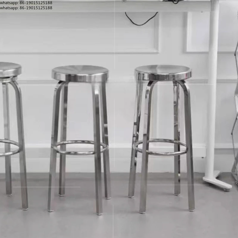 Modern 304 Stainless Steel Bar Counter Cafe Chair Industrial Breakfast  Retro Pub High Quality Stool Bar