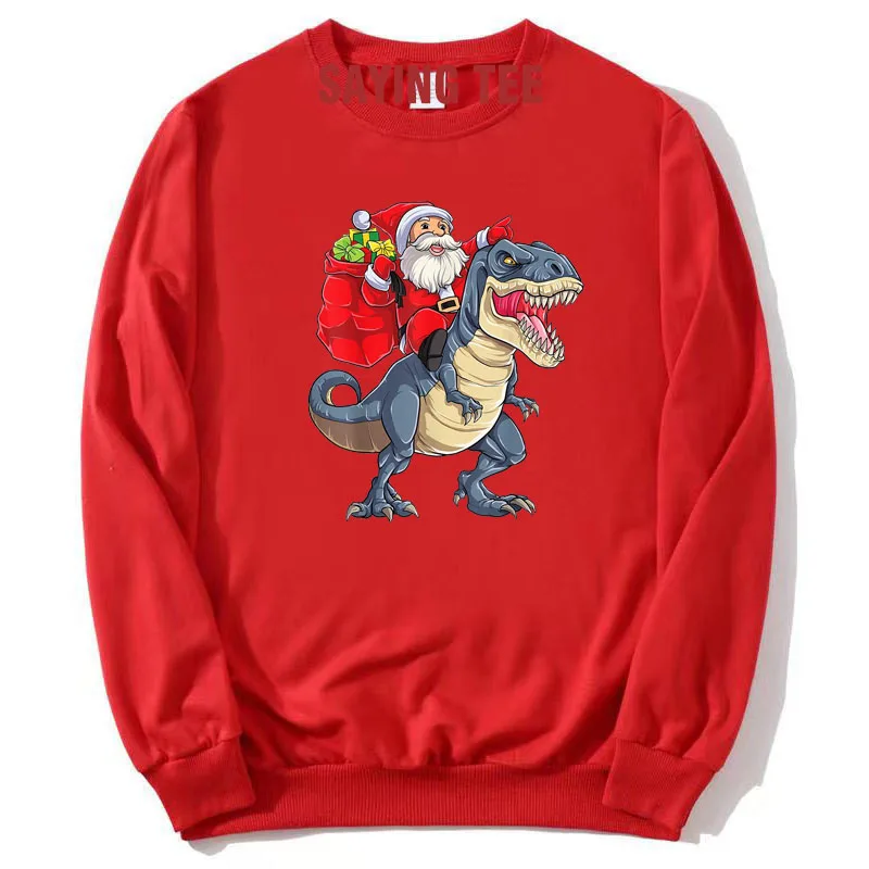 Dinosaurier t Rex Weihnachten Santa Jungen Männer Weihnachten Squad Pullower Sweatshirt niedlichen Langarm T-Shirt Top Papa Ehemann Baumwolle Pullover – Detail 8