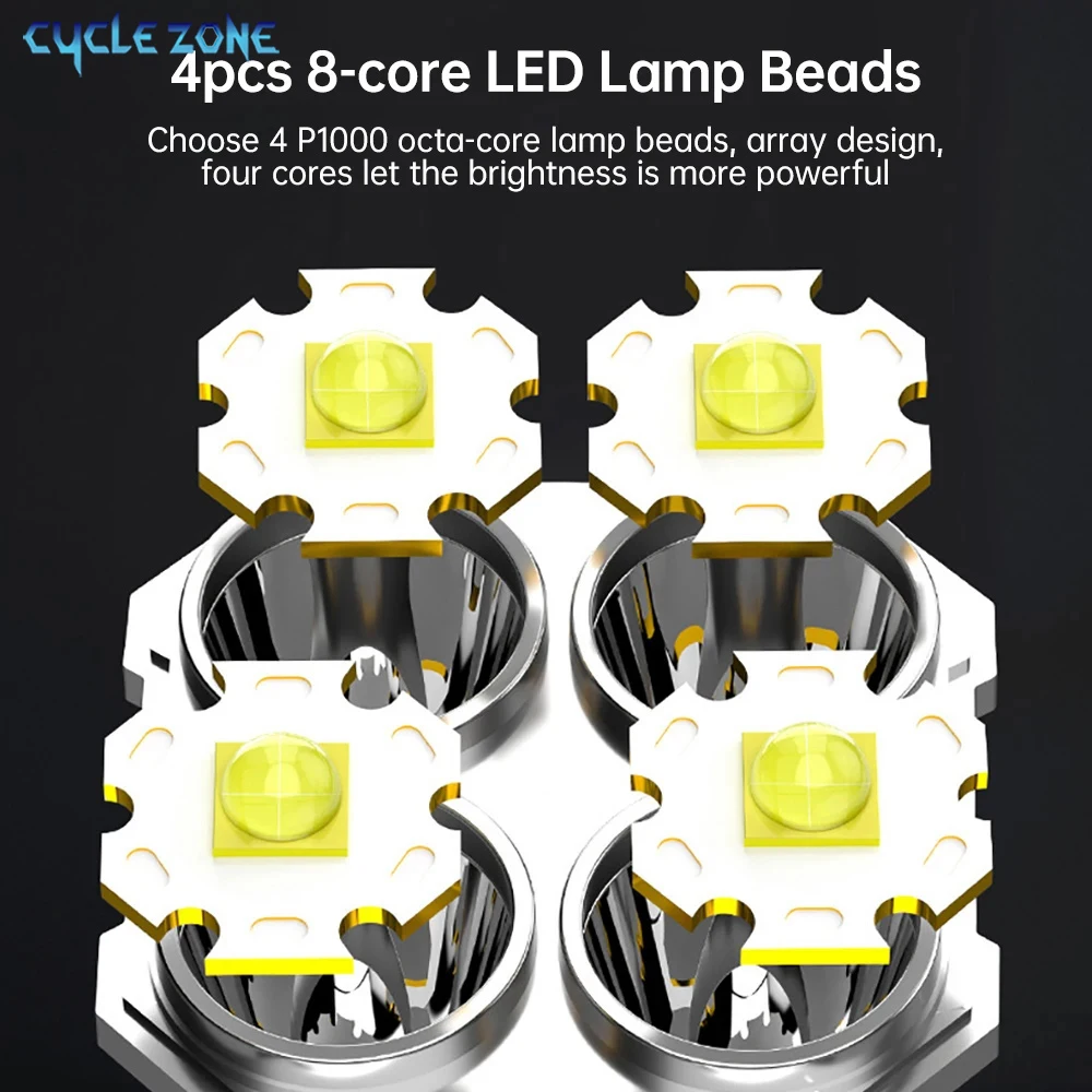 Lampe de poche puissante, Rechargeable par USB, Portable, LED, lanterne portative, projecteur, Camping en plein air, travail nocturne, lumière d'urgence