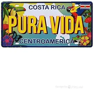 HCHANA Vintage Costa Rica Pura Vida Автомобильная жестяная вывеска Металлические вывески Оловянная табличка Настенный постер для гаража Человек Пещера Кафе Бар Паб Пиво Патио