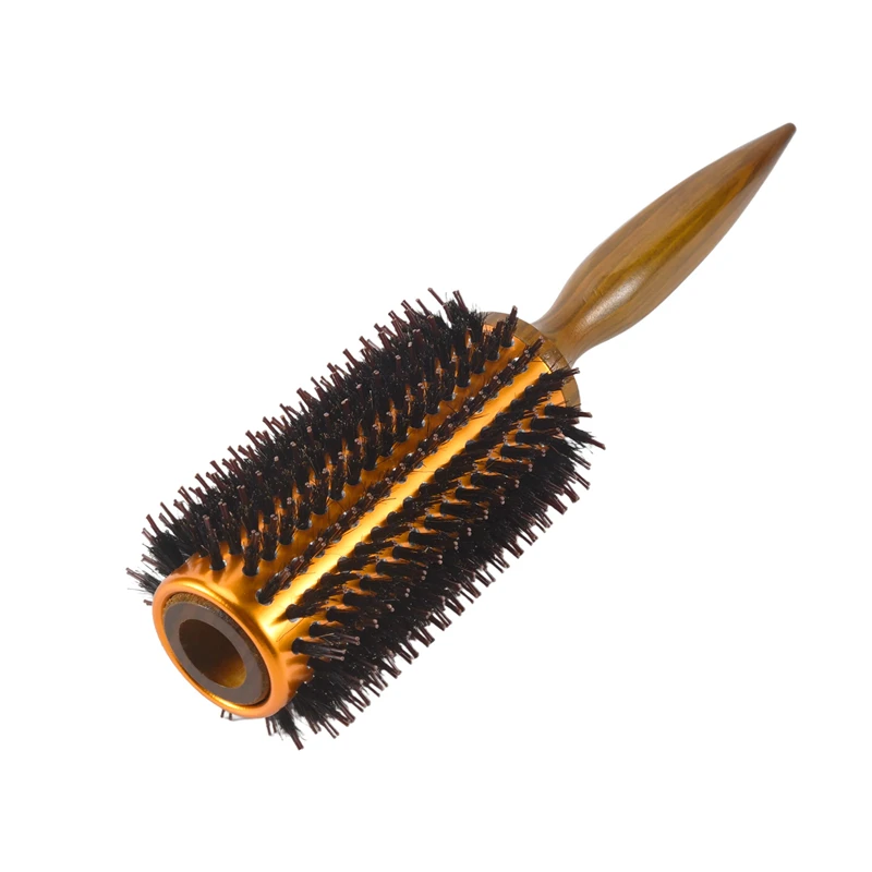 Straight Twill Hair Comb Natural Boar Bristle Rolling Brush Round Barrel Blowing Curling DIY Hairdressing Styling Tool