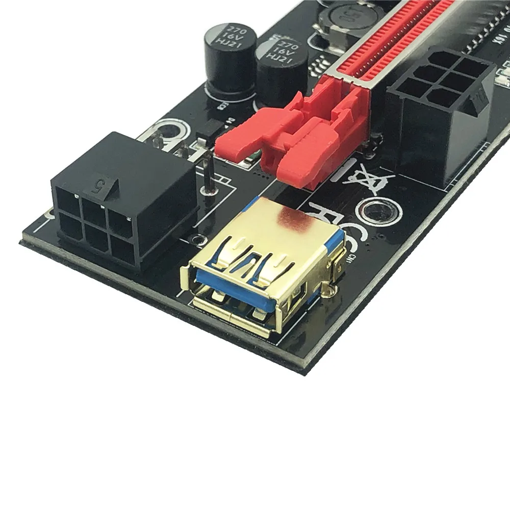 6 PCS PCIE Riser VER011 Pro USB 3.0 VER 011 Riser for Video Card Cabo Riser PCI Express X16 Extender Adapter Card for BTC Mining