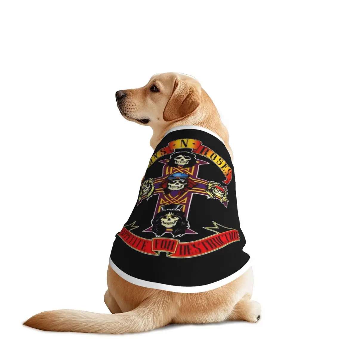 Malla Heavy Metal Rock Music Band Guns N Rose chaleco para mascotas ropa para cachorros decoración Cool verano ropa para perros mascota