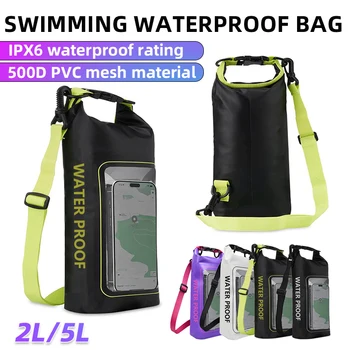 Aesthetic 2L Waterproof Dry Bag, 2-in-1 Crossbody Phone Pouch with Touch Screen, Floating PVC Sack for Swimming Kayaking