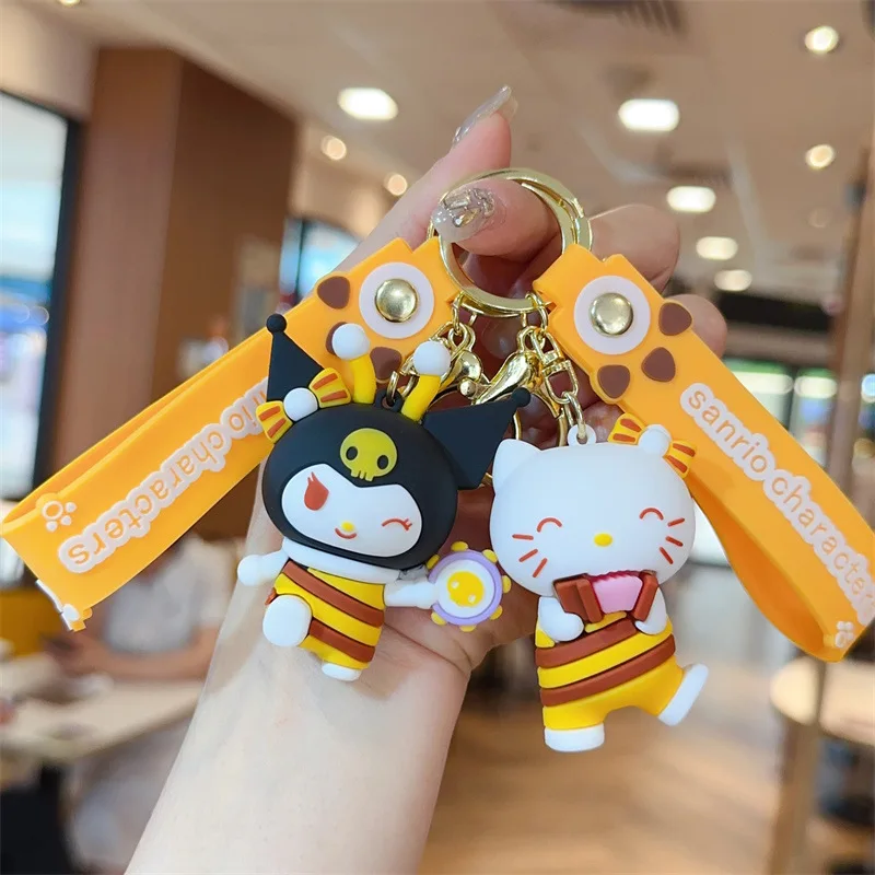 Cute Cartoon Hello Kitty Kuromi Melody Keychain Cinnamoroll Figure Key Ring Bag Pendant Accessories Collectible Gifts