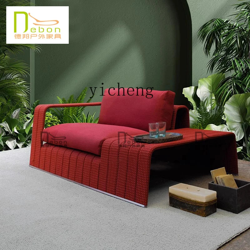 

LX Outdoor Rattan Sofa Chair Hotel Pool Leisure Weaving Sofa Villa Outdoor Courtyard
