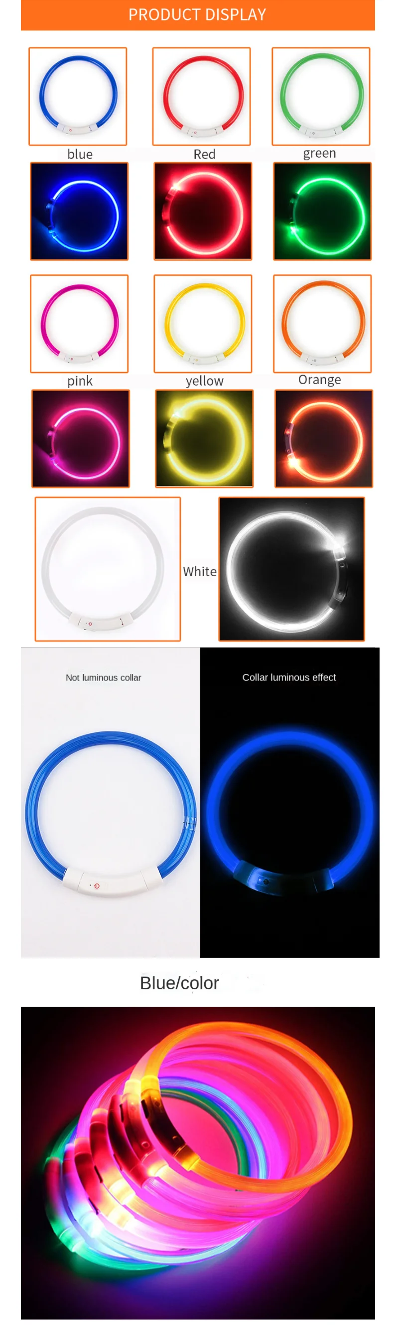 Led Usb Dog Collar Pet Dog Night Luminous Charge Collar Led Night Safety Flashing Glow Dog Loss Prevention Collar Pet Accessorie