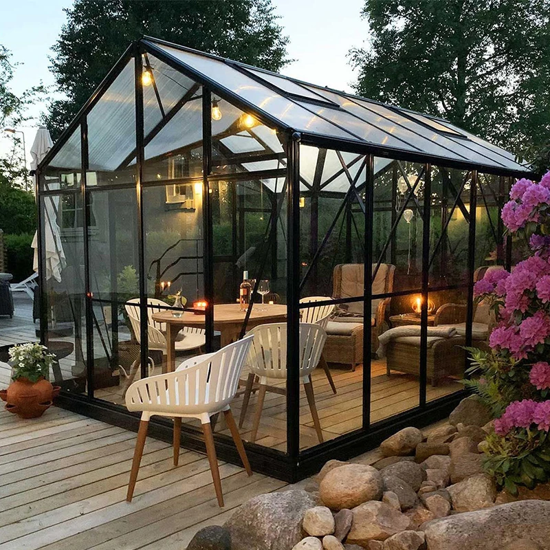 Stand Alone Insulated Waterproof Aluminum Gable Sunroom Tempered Glass House Detachable Outdoor Veranda Backyard Garden