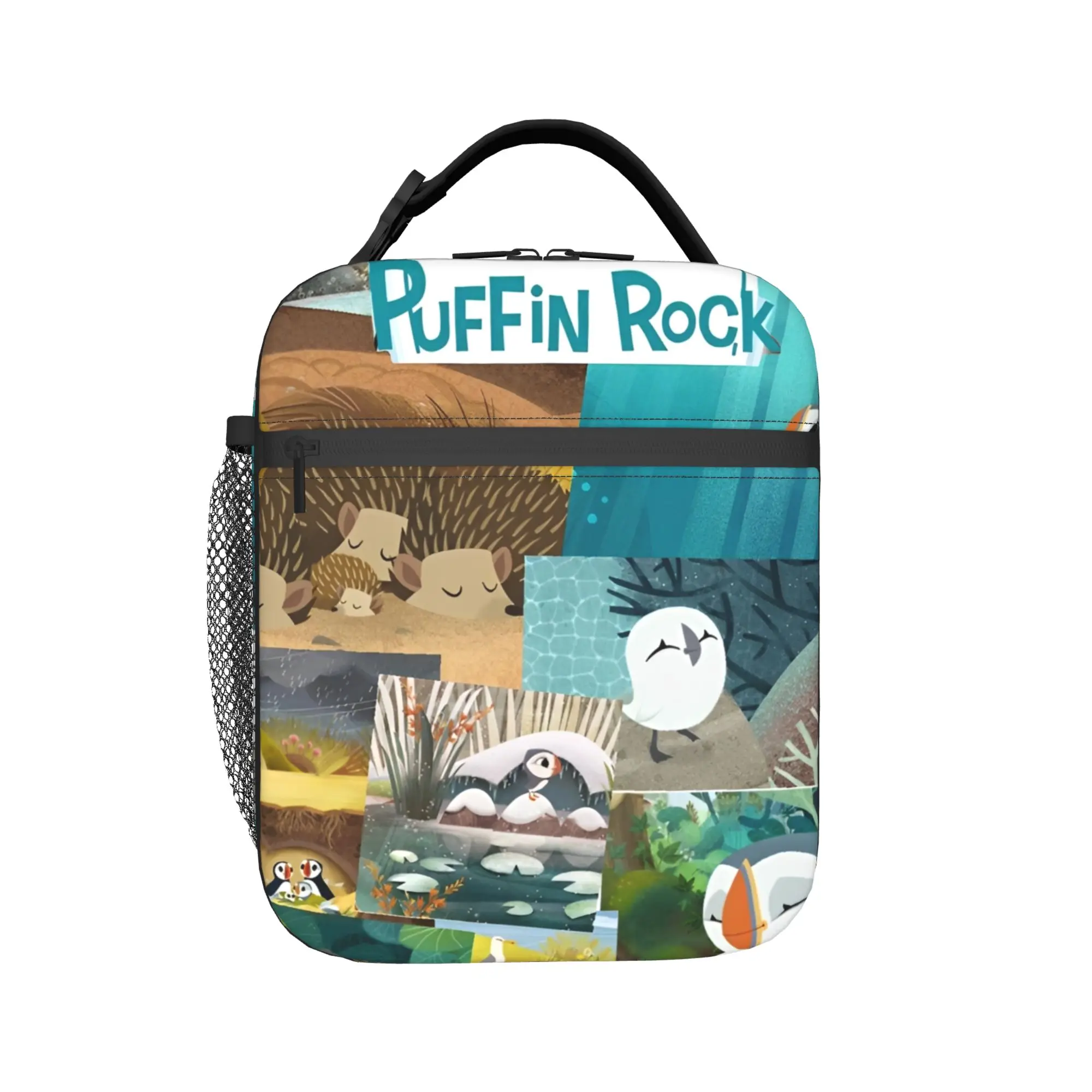 Puffin Rock and the New Friends Cartoon Insulated Lunch Bag for Men Women Portable Cooler Thermal Lunch Boxes For School Office