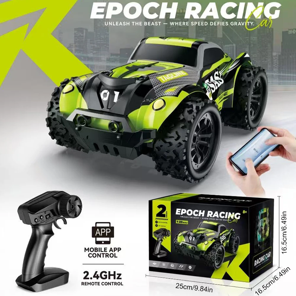 

Remote control car with colorful flashing lights, rubber wheels, off-road toy car suitable for Christmas children's gifts