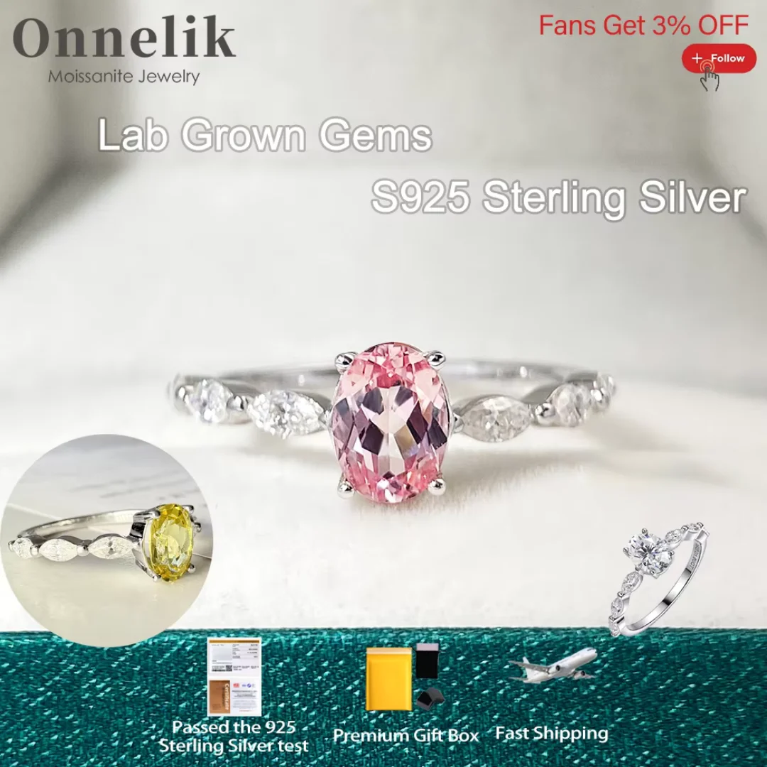 

Onnelik 1 карат, настоящее лабораторное кольцо Canary желтого цвета/Padparadscha, инкрустированное муассанитом, стерлинговое серебро 925 пробы для женщин, свадебные изящные ювелирные изделия