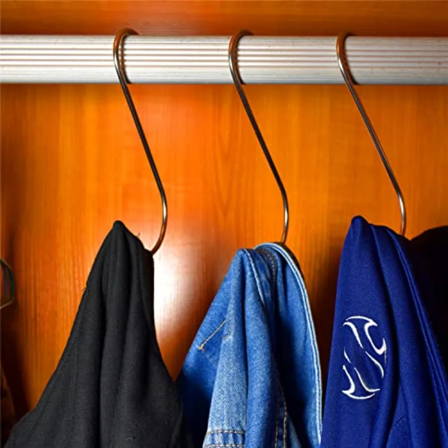 خطافات S خطاف معدني معلق 12 عبوة من الفولاذ المقاوم للصدأ كبيرة 6 Ih مع سدادة مستديرة غير قابلة للانزلاق لخزانة الملابس وأكواب النباتات والمناشف