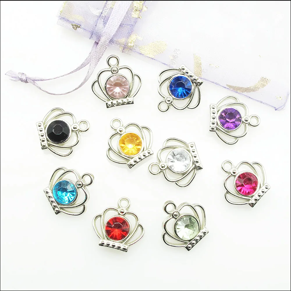 30Pcs Dull Silver Plated Charms Mixed Acrylic Pendants