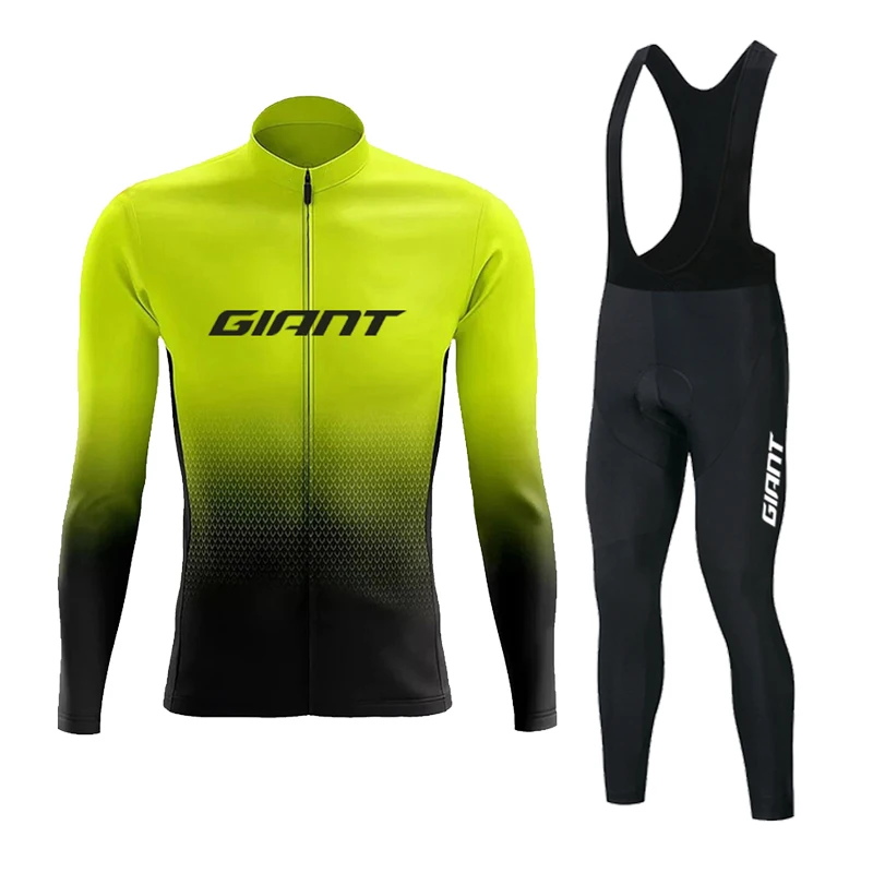 

2023 Men's Cycling Set Quick Dry Autumn GIANT Bicycle Long Sleeves Male Cycling Jerseys Set Mountain Bike Suit Bicycle Clothes