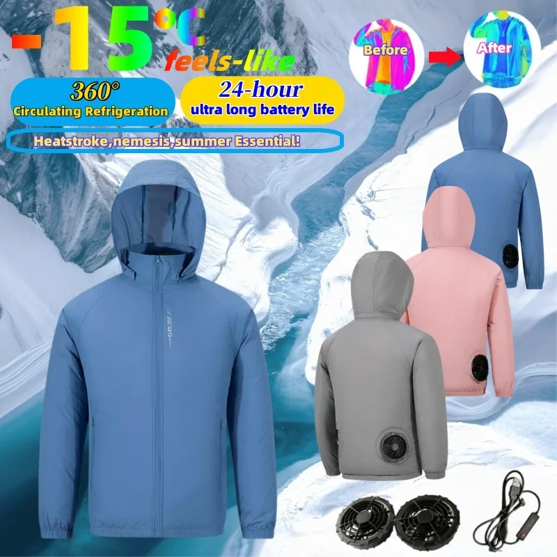 

Cooling Coat Ice Fan Jacket Heat Resistant air conditioning clothes Breathable Wearable Cooling Fan Vest for Hot Weather Work