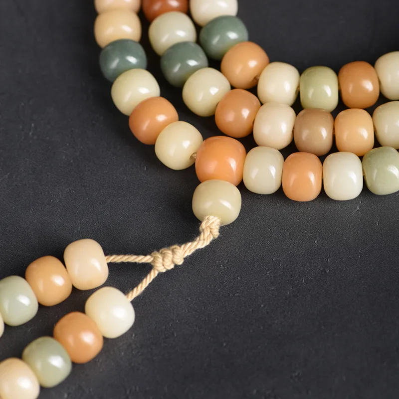 Clear Style Oval Beads Weathered White Jade Bodhi Root Women's Handheld Neck Crossbody Hand Playable Bracelet