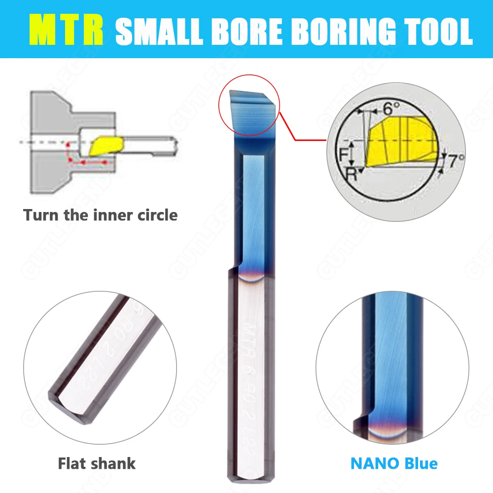 Carbide Boring Bar MTR Miniature Internal Turing Tool Copying Small Hole Bore Solid Lathe Cutter Coated MTR3 MTR4 MTR5 MTR6 MTR8