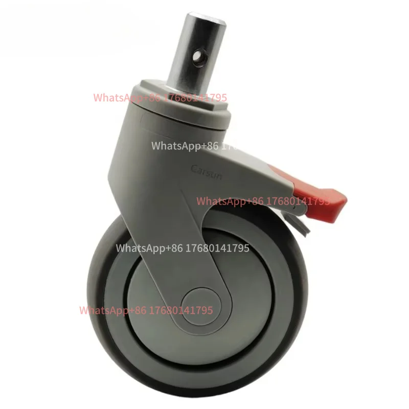 hospital bed caster M22*40mm Grip‑Ring Long‑Stem TPR Medical Caster Wheel With Central Lock For Hospital Equipment