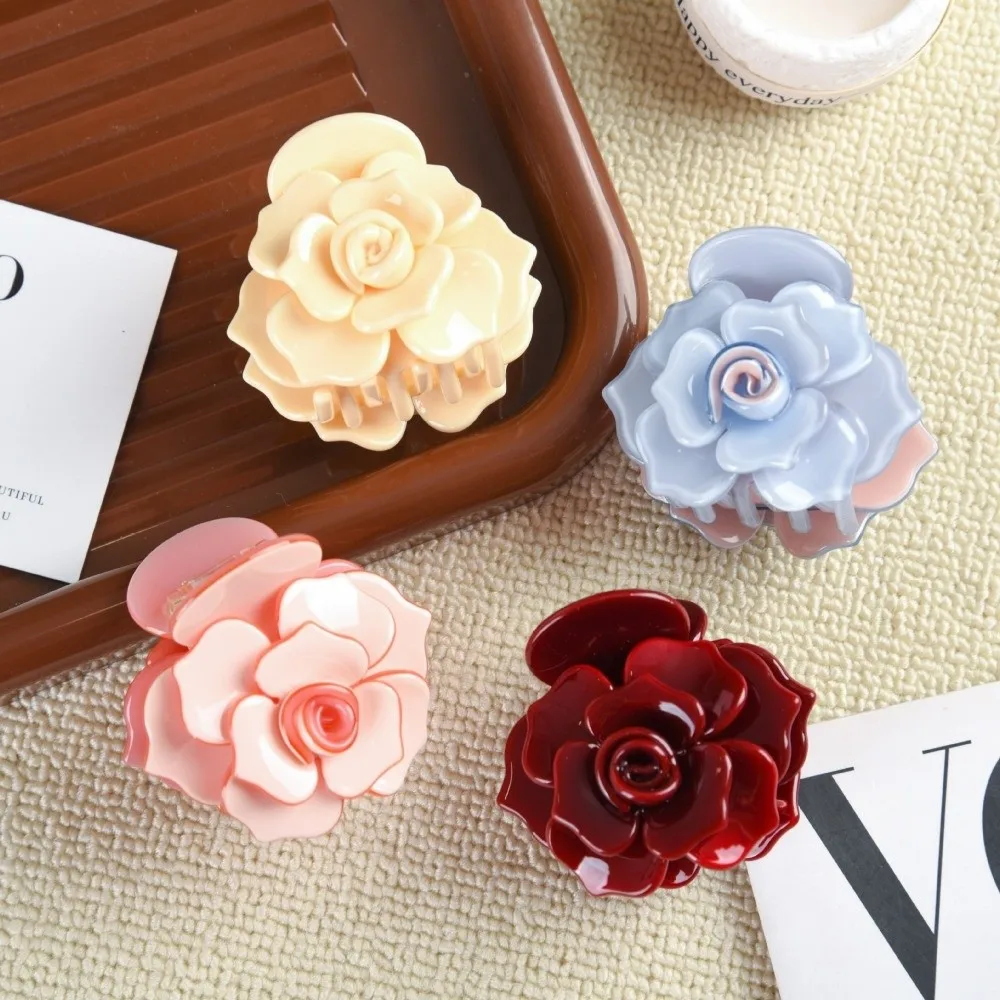 الحلو ثلاثية الأبعاد زهرة مشبك شعر مقاطع بلون النساء غطاء الرأس كاميليا روز مقاطع خلات إكسسوارات الشعر مقاطع شعر السلطعون