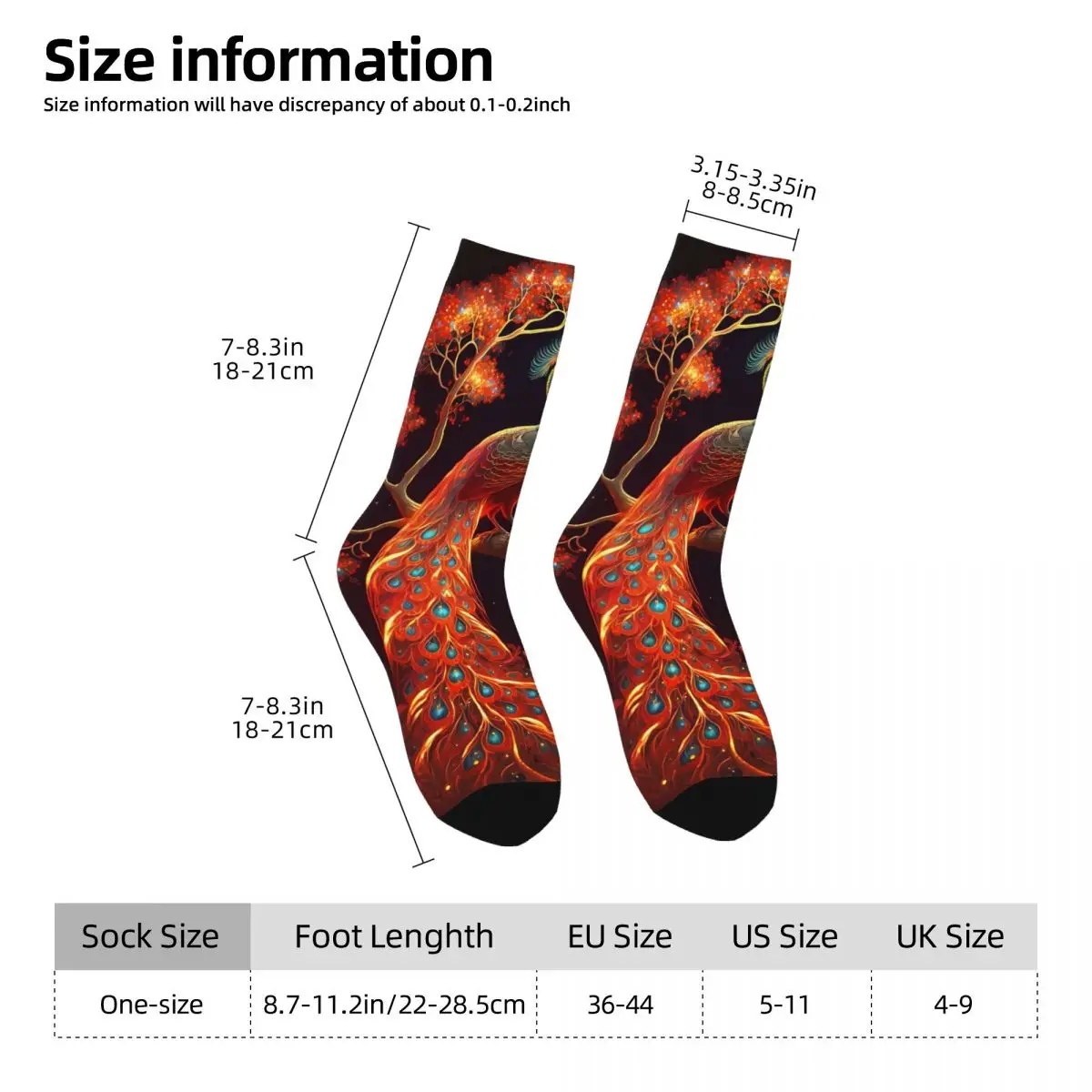 Mysterious Peacock Sock Printed Man Polyester