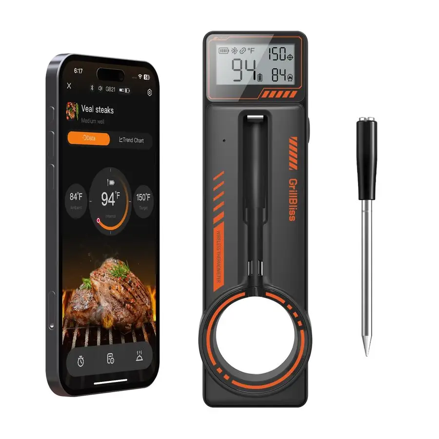

Meat Thermometer Digital Wireless Meat Thermometer for Grilling and Smoking with IP67 Dual Sensor Probes Smart App Alert for BBQ