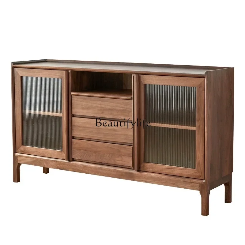 

ls 18North American black walnut side cabinet against the wall storage all solid wood storage cabinet
