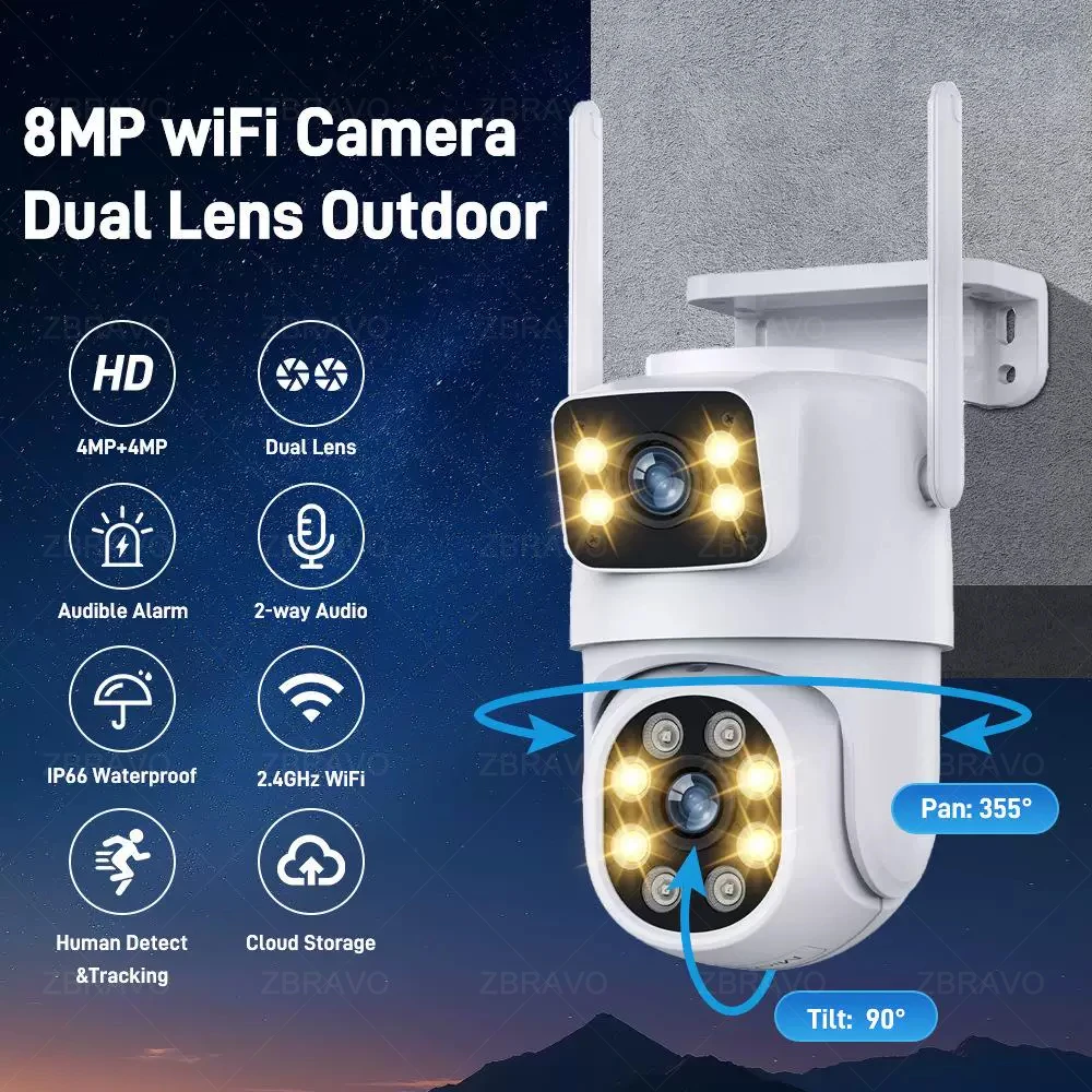 Tuya Smart Life 4K 8MP WiFi Outdoor Waterproof PTZ IP Camera 2K 4MP Home Security Video Surveillance CCTV Camera Siren Alarm IR