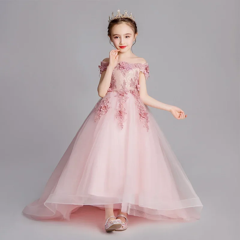 Short Long Evening Girl Children Dresses for Elegant Party Girls Dresses 2 to 8 Years Summer Dress Girls\' Concert Dress Baby Kid